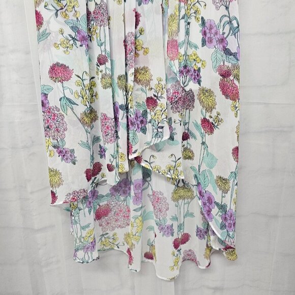 Bisou Bisou Purple Pink Floral Fairy Skirt Hi-Low Sheer Boho Midi M - Picture 3 of 10